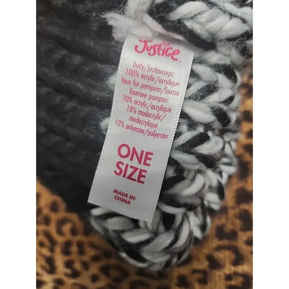Girls JUSTICE Pink Hat Beanie Pom Pom, One‎ Size
